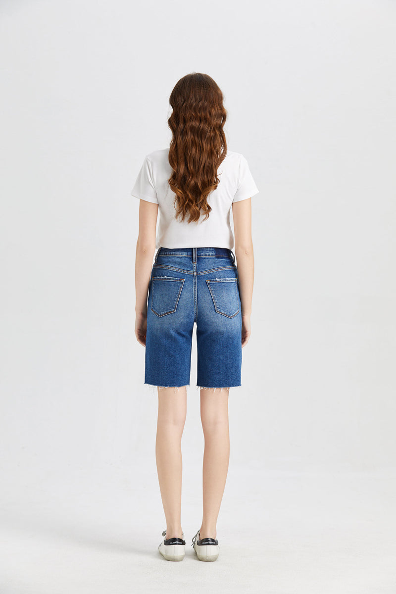 HIGH RISE DENIM SHORTS BYH6017-P by Bayeas