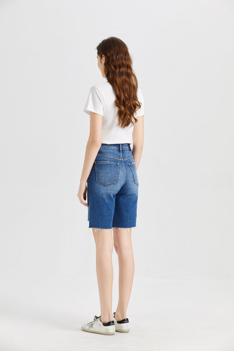 HIGH RISE DENIM SHORTS BYH6017-P by Bayeas