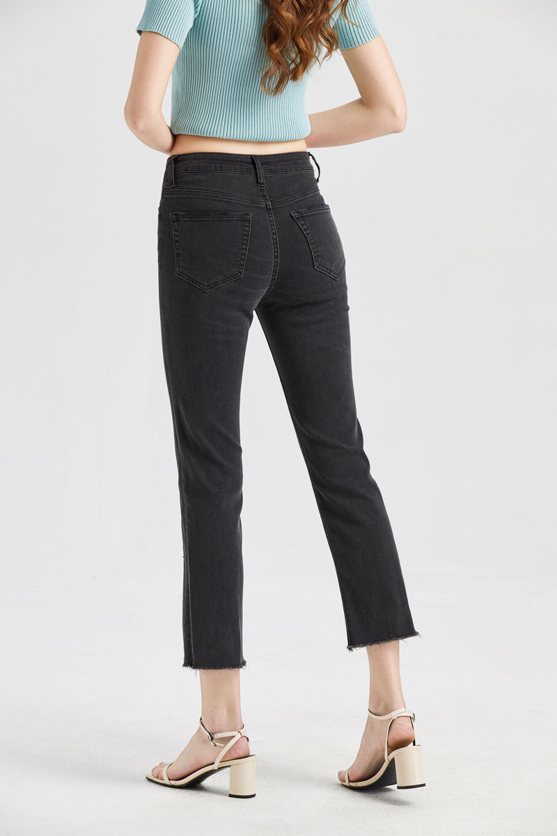 HIGH RISE STRAIGHT LEG JEANS BYT5111 by Bayeas