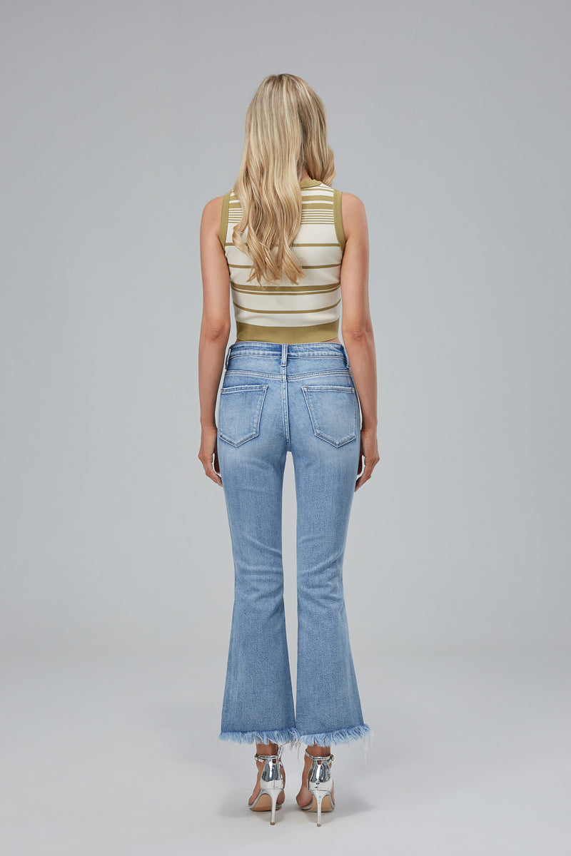 HIGH RISE CROP FLARE JEANS BYT5017 by Bayeas