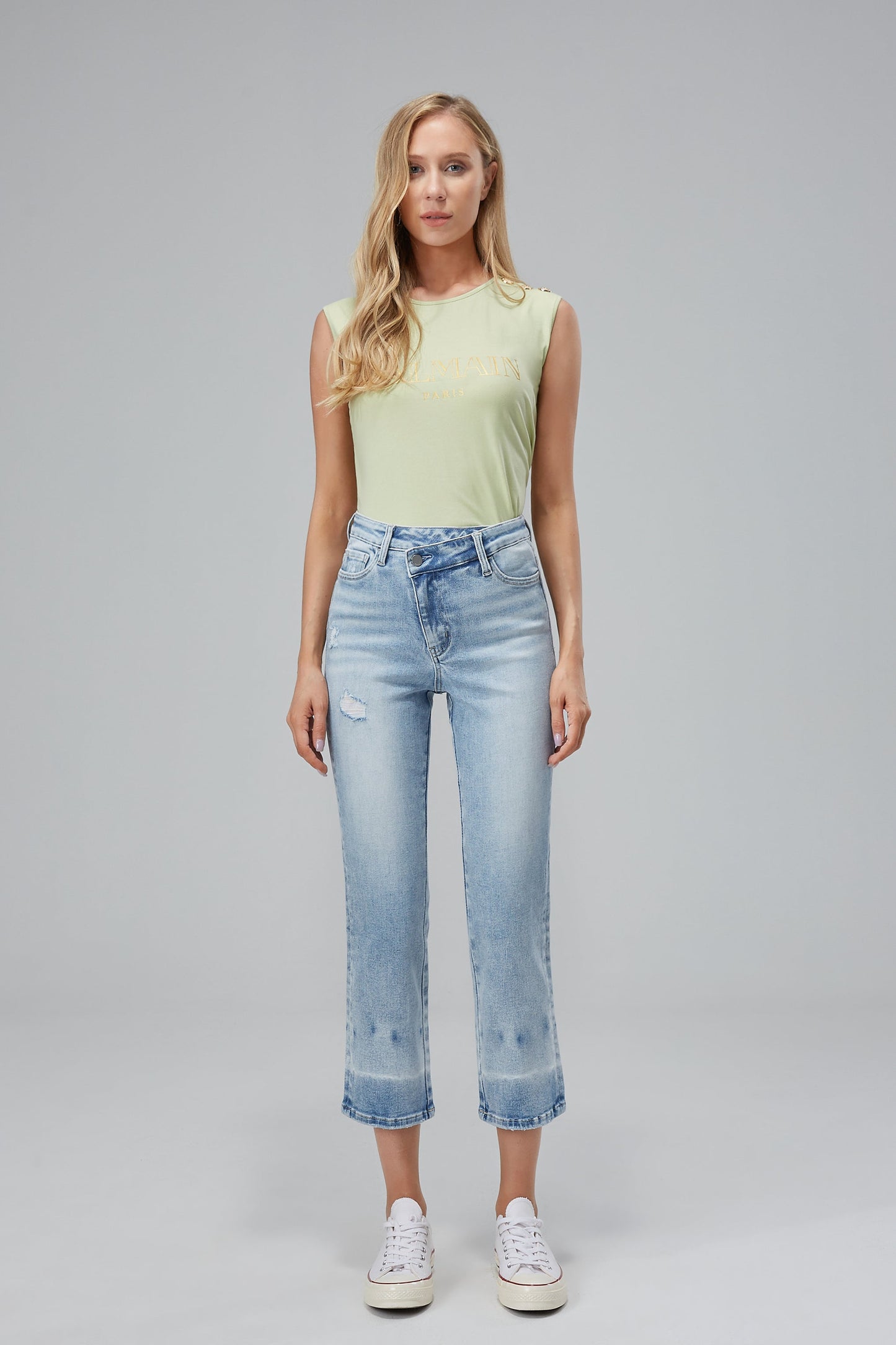 HIGH RISE STRAIGHT LEG JEANS BYT5012 by Bayeas