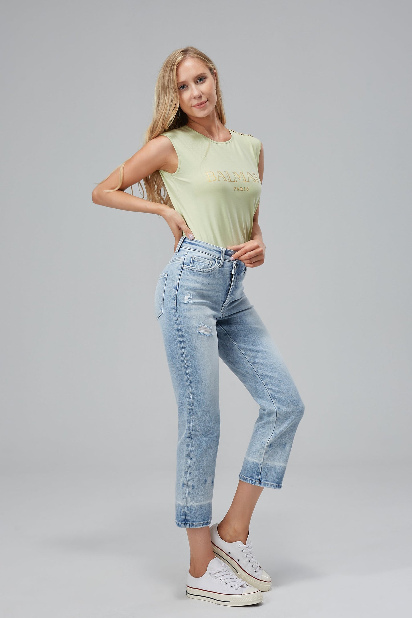 HIGH RISE STRAIGHT LEG JEANS BYT5012 by Bayeas