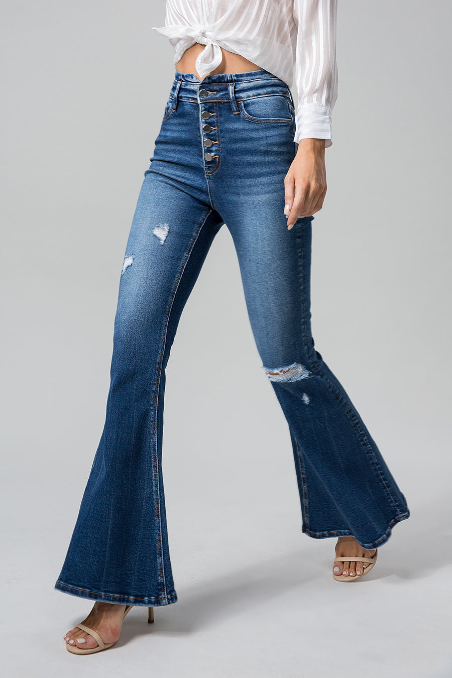 HIGH RISE FLARE JEANS BYF1010L by Bayeas