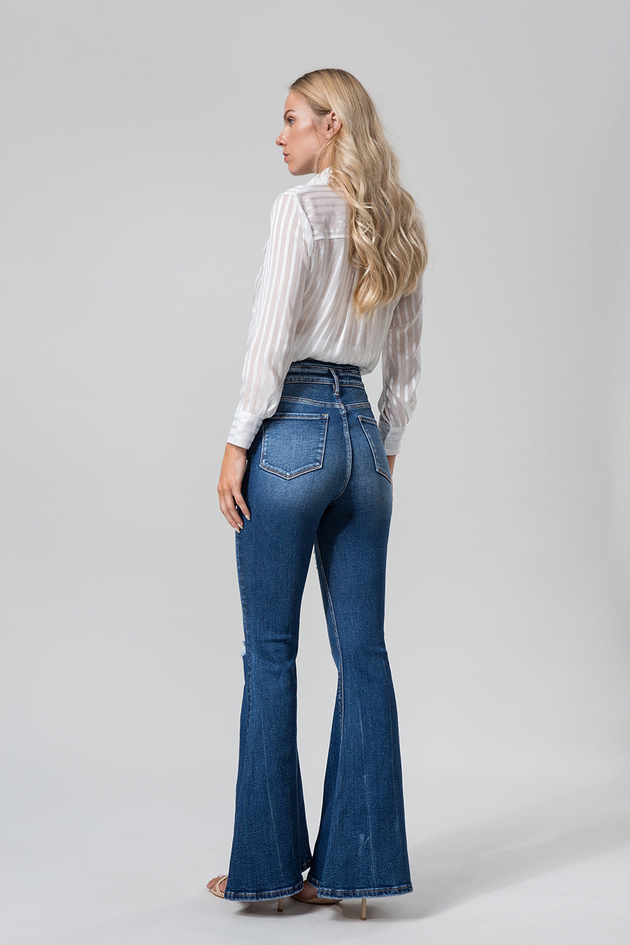 HIGH RISE FLARE JEANS BYF1010L by Bayeas