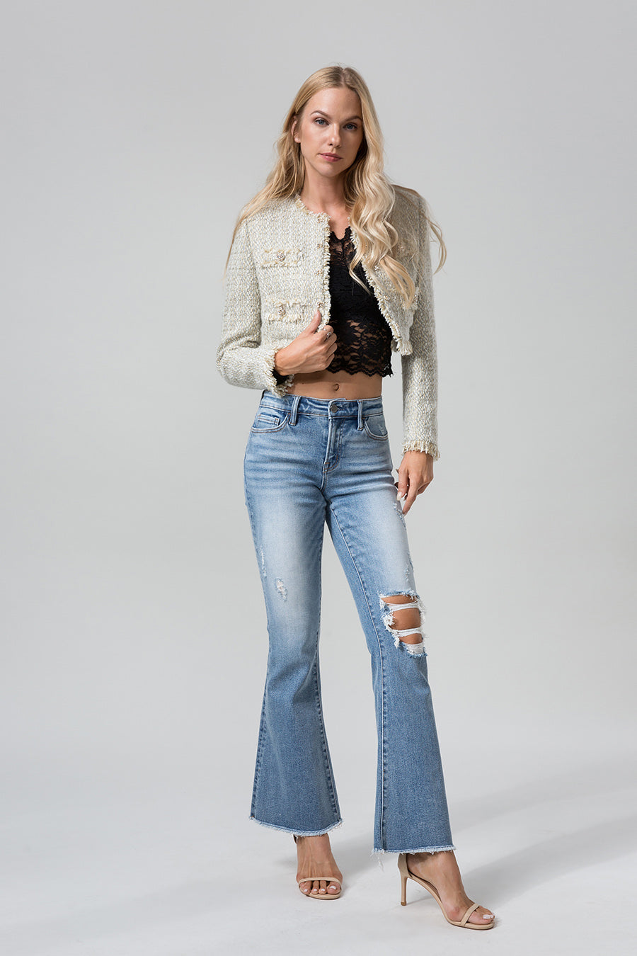 MID RISE FLARE JEANS BYF1019 by Bayeas