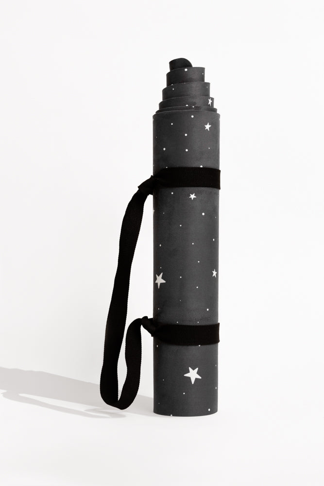 Vegan Suede Yoga Mat - Black Starry by POPFLEX®