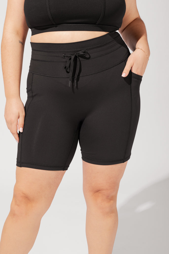 Cargo Biker Short with Pockets (Pet Hair Resistant) - Black by POPFLEX®