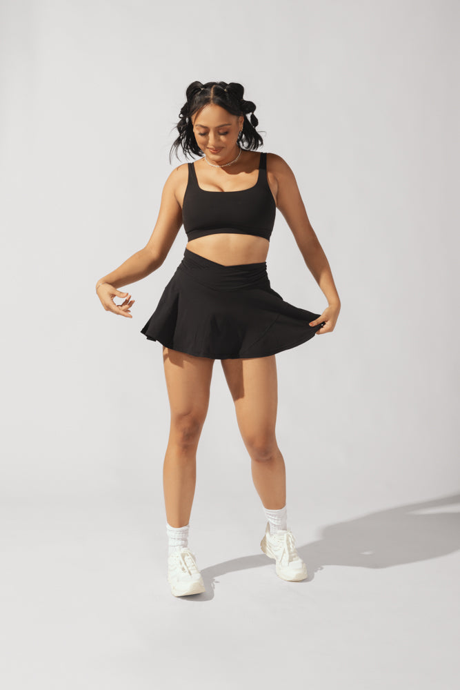 Crisscross Hourglass® Twirl Skort - Black by POPFLEX®