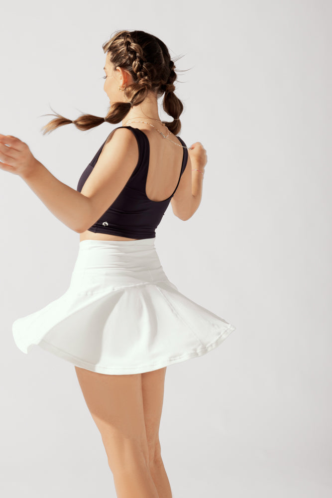 Crisscross Hourglass® Twirl Skort - White by POPFLEX®