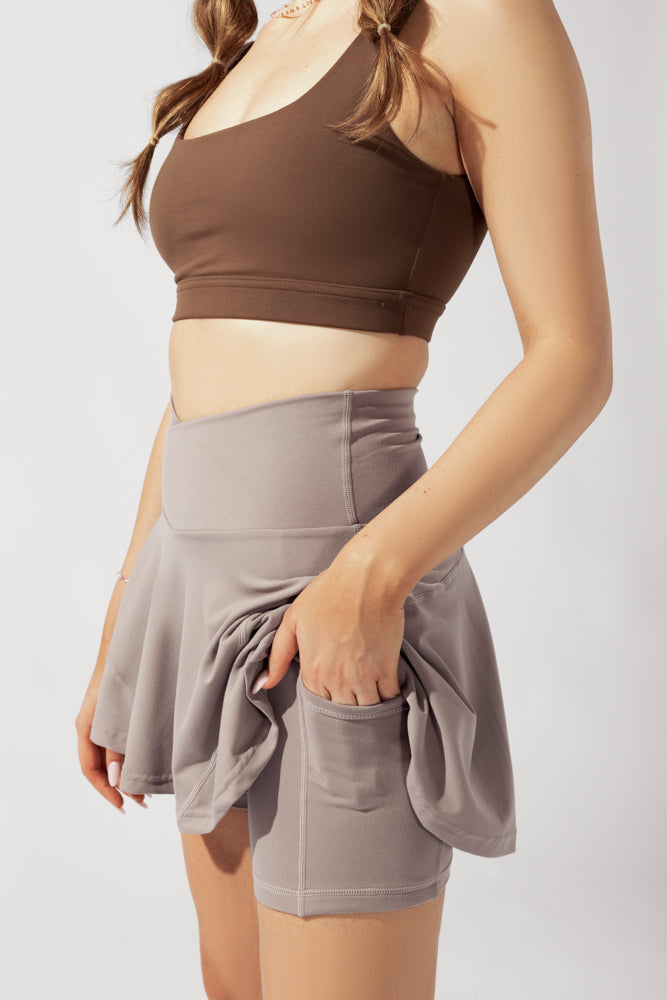 Crisscross Hourglass® Twirl Skort - Rose Grey by POPFLEX®