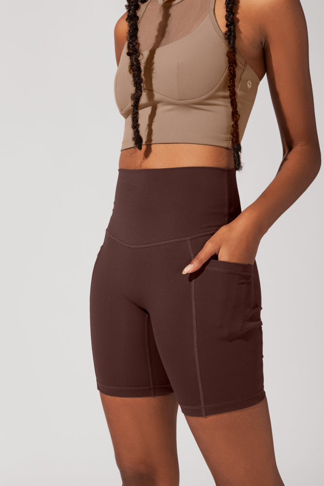 Supersculpt™ Biker Short with Pockets (Pet Hair Resistant) - French Roast by POPFLEX®