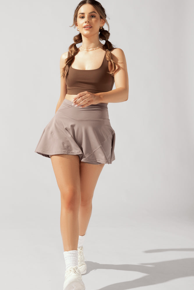 Crisscross Hourglass® Twirl Skort - Rose Grey by POPFLEX®