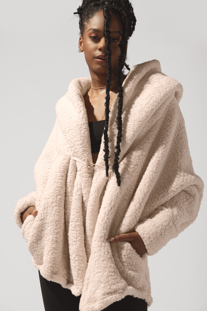 Faux Sherpa Cocoon Coat - Taupe by POPFLEX®