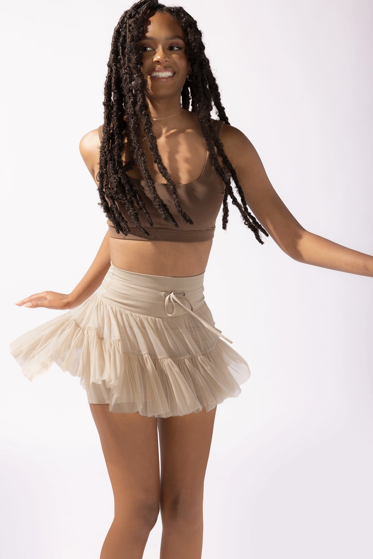 Pirouette Tiered Skort - Café au Lait by POPFLEX®