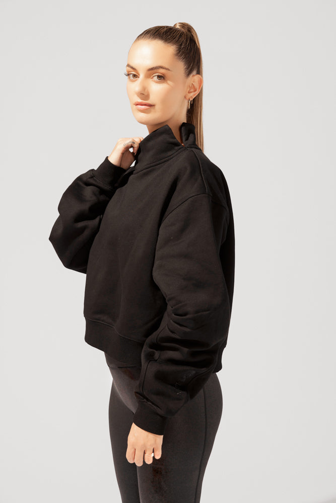 Uptown Mockneck Sweatshirt - Black by POPFLEX®