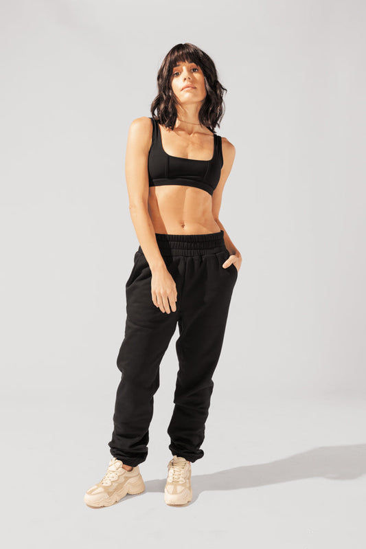 Cloud Rollover Sweatpant - Black by POPFLEX®