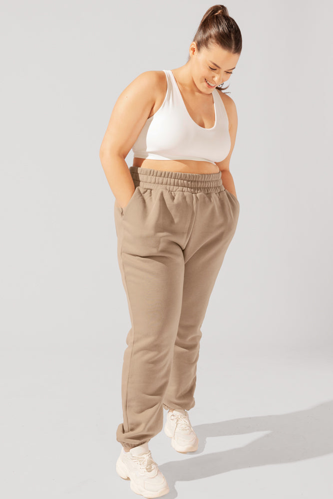 Cloud Rollover Sweatpant - Milk Tea by POPFLEX®