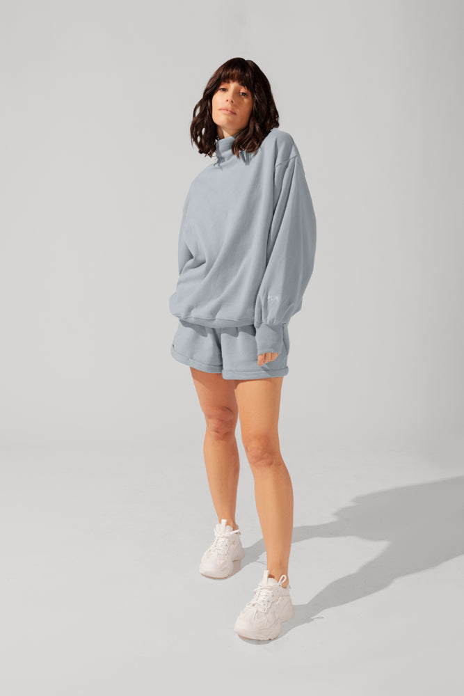 Ooey Gooey Mockneck Sweatshirt with Pockets - Bookworm Blue by POPFLEX®