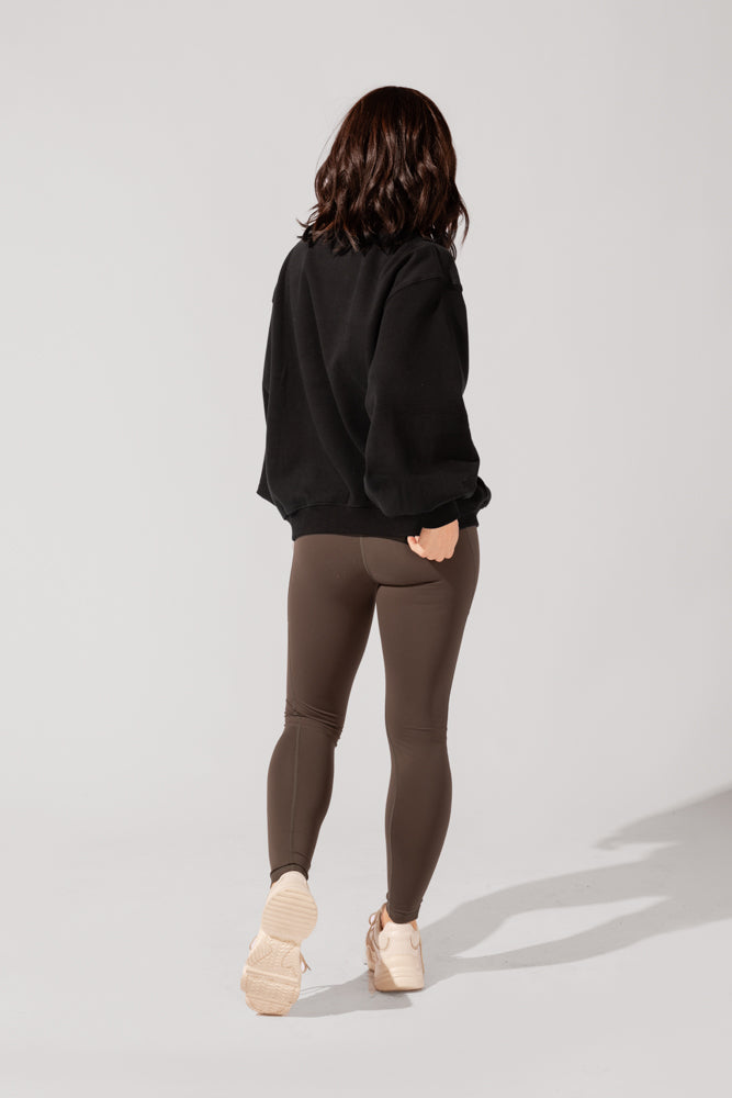 Ooey Gooey Mockneck Sweatshirt with Pockets - Black by POPFLEX®