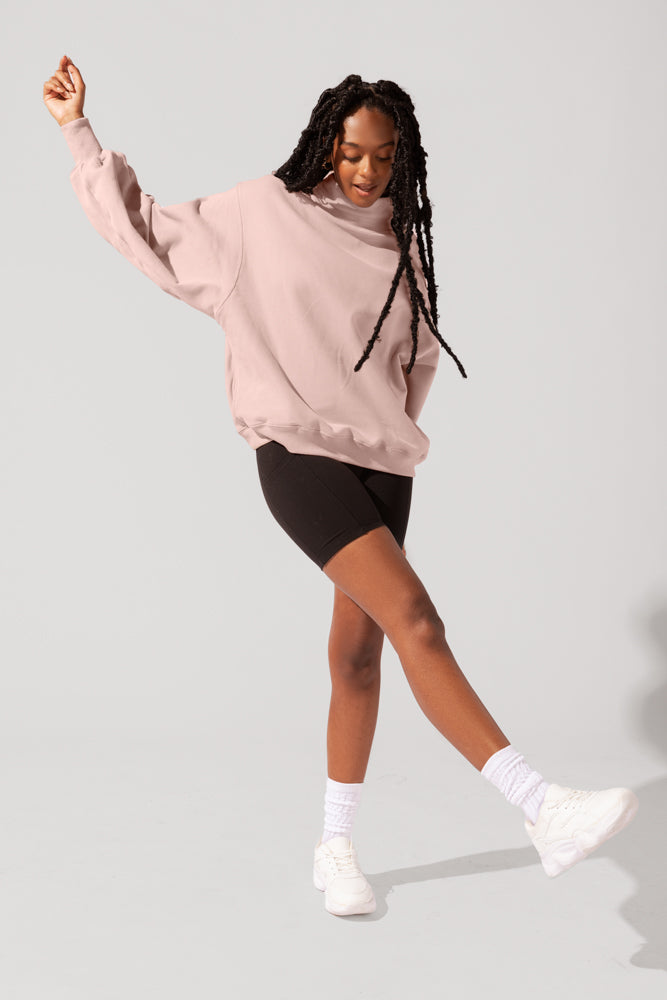 Ooey Gooey Mockneck Sweatshirt with Pockets - Ballet Slipper by POPFLEX®