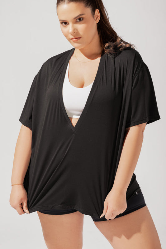 Daring Deep V Tee -  Black by POPFLEX®