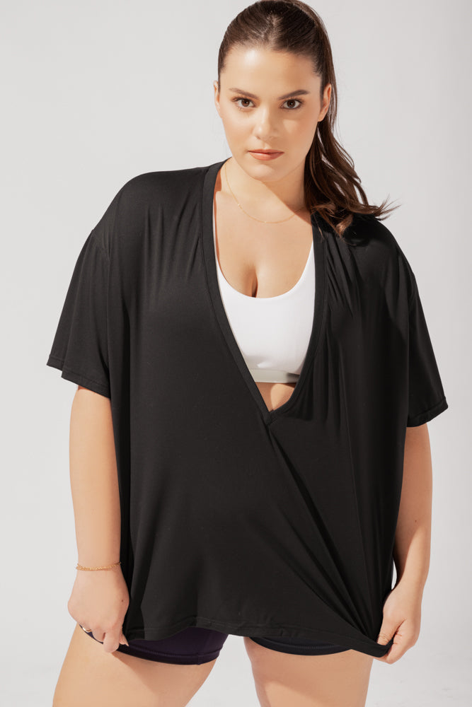 Daring Deep V Tee -  Black by POPFLEX®