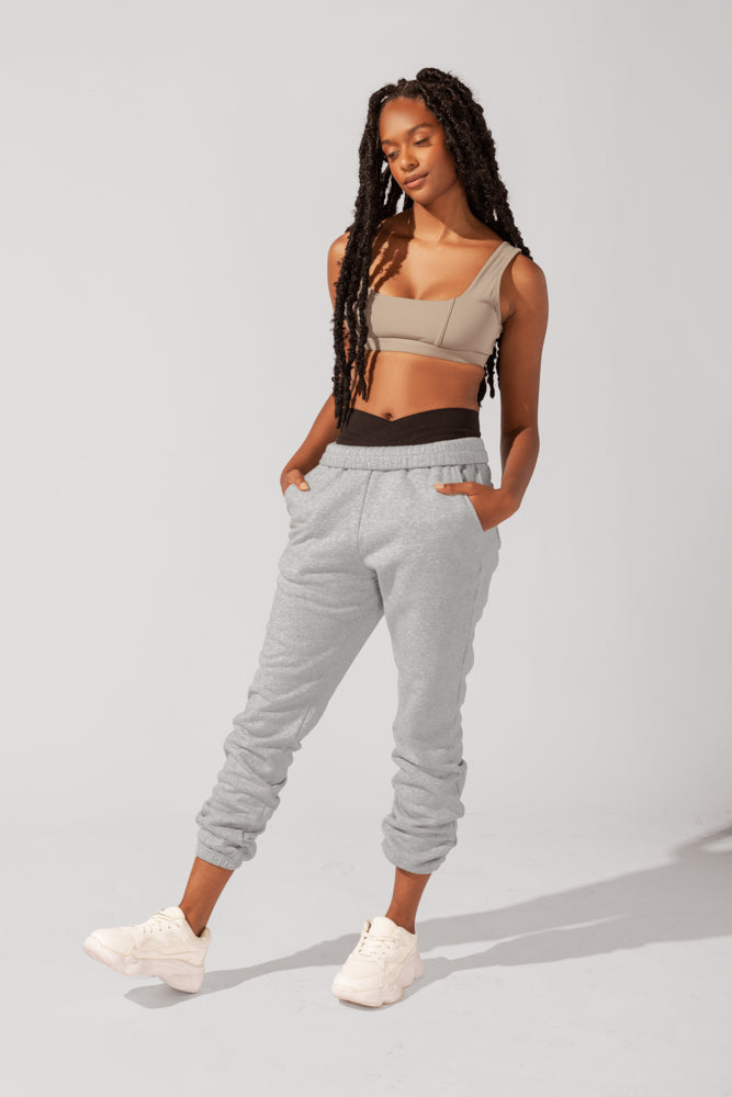 Cloud Rollover Sweatpant - Heather Grey by POPFLEX®