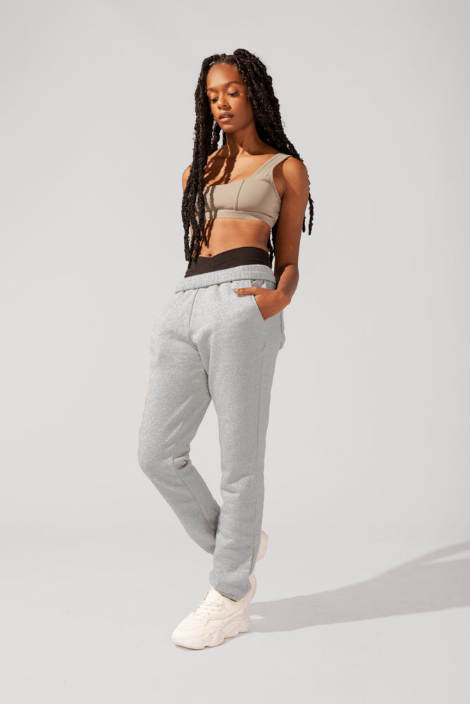 Cloud Rollover Sweatpant - Heather Grey by POPFLEX®