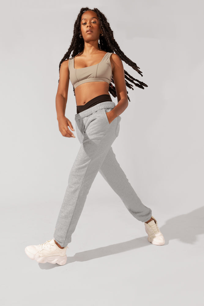 Cloud Rollover Sweatpant - Heather Grey by POPFLEX®