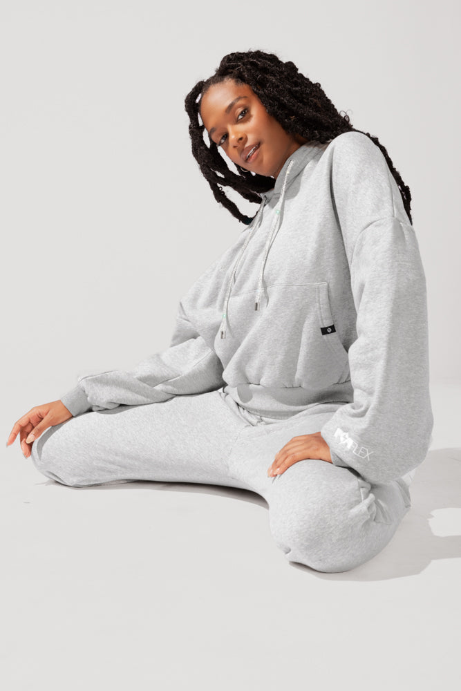 Shimmer Pullover Cloud Hoodie - Heather Grey by POPFLEX®