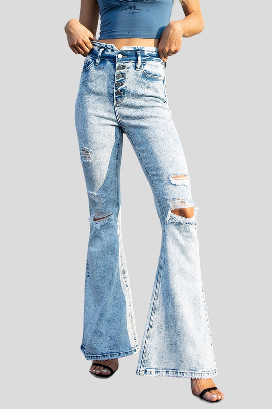 HIGH RISE FLARE JEANS BYF1013S by Bayeas