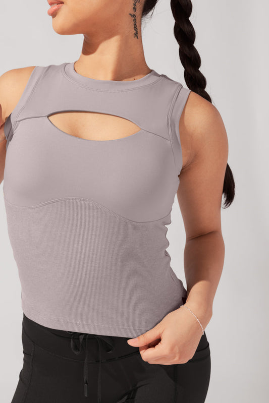 Peekaboo Crew Tank - Smoky Taupe by POPFLEX®