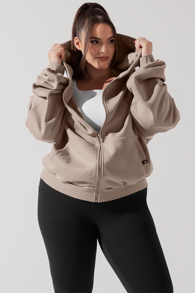 Zip Cloud Hoodie - Taupe by POPFLEX®