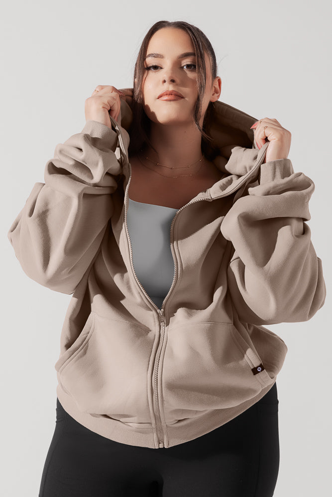 Zip Cloud Hoodie - Taupe by POPFLEX®