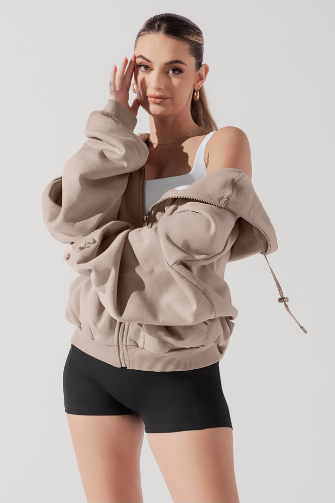 Zip Cloud Hoodie - Taupe by POPFLEX®