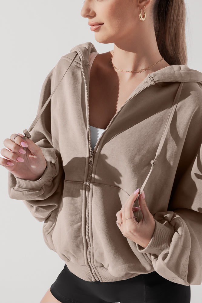 Zip Cloud Hoodie - Taupe by POPFLEX®