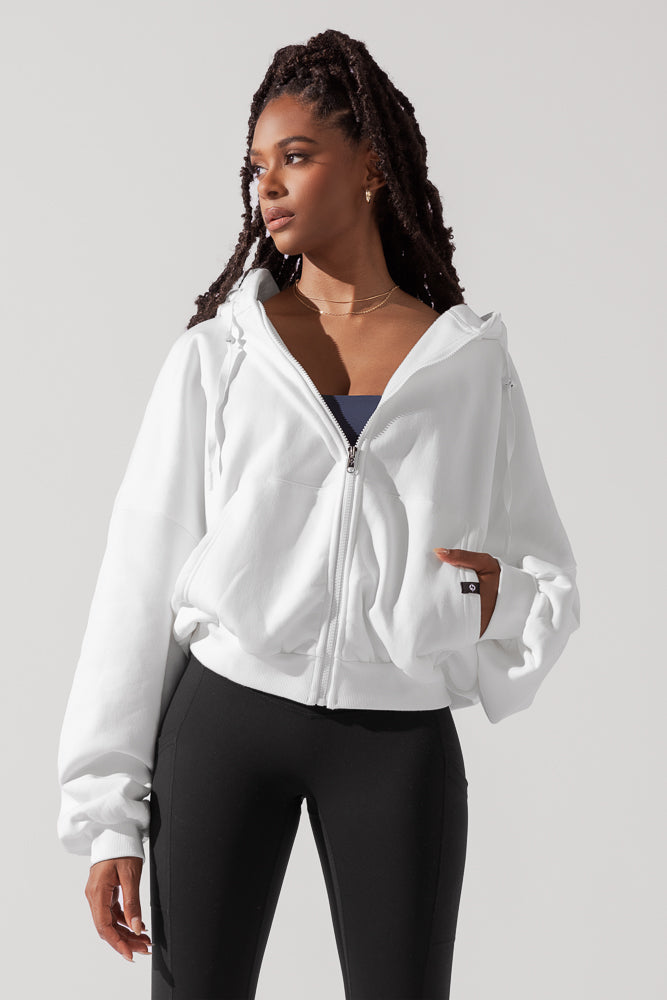 Zip Cloud Hoodie - White by POPFLEX®