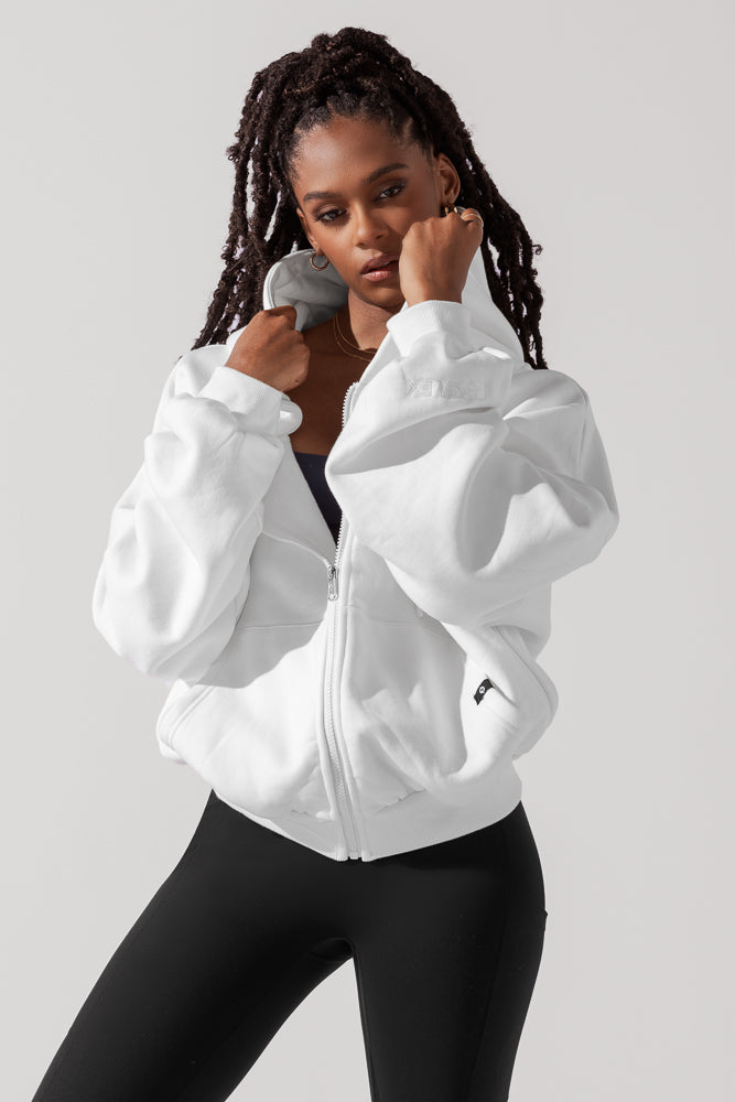 Zip Cloud Hoodie - White by POPFLEX®