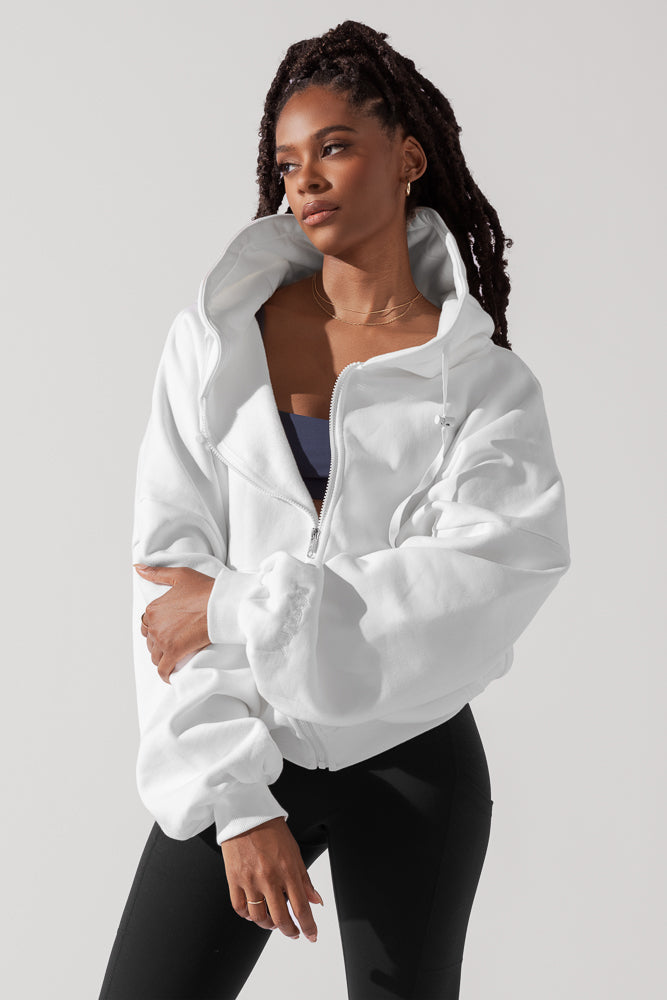 Zip Cloud Hoodie - White by POPFLEX®