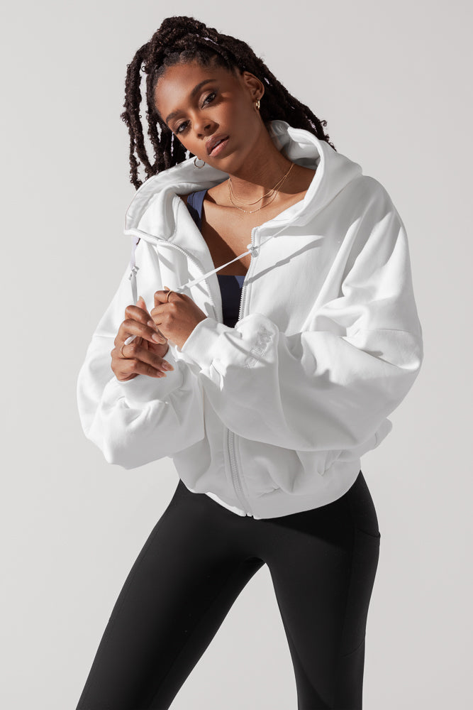 Zip Cloud Hoodie - White by POPFLEX®