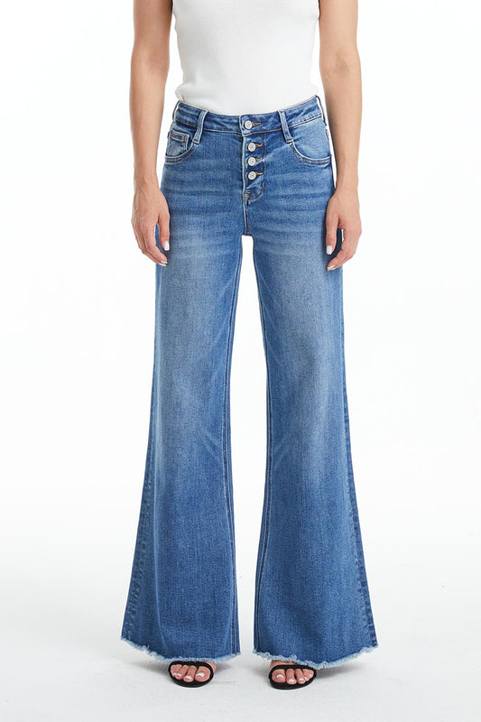 MID RISE WIDE LEG JEANS BYW8122 BLUELOTUS by Bayeas