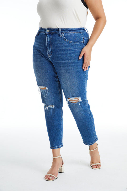 HIGH RISE MOM JEANS BYM3009-P by Bayeas