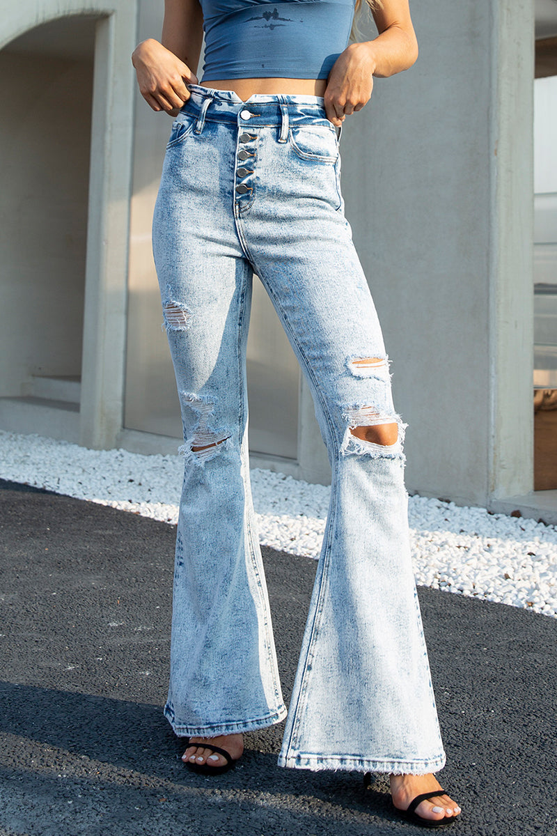 HIGH RISE FLARE JEANS BYF1013R by Bayeas