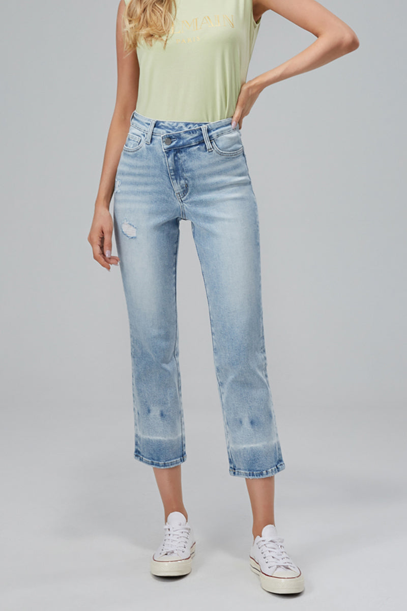 HIGH RISE STRAIGHT LEG JEANS BYT5012 by Bayeas