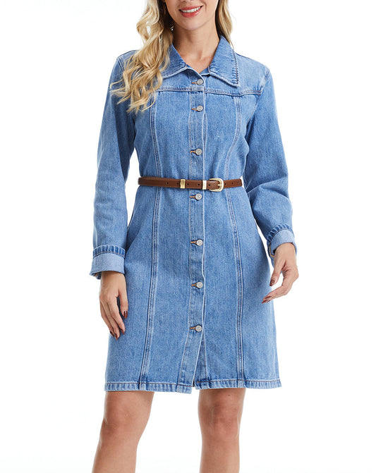 DENIM MINI DRESS WITH LONG SLEEVES BYJ9017 by Bayeas