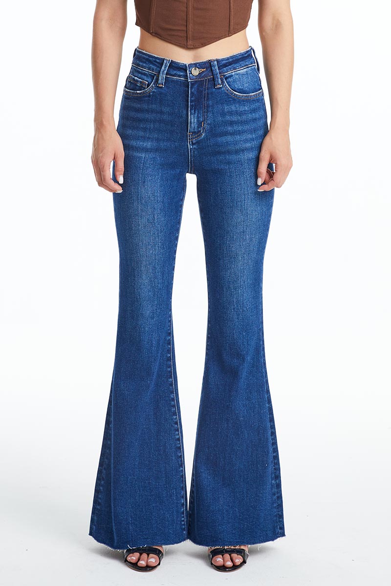 HIGH RISE FLARE JEANS BYF1101 MIDNIGHT THUNDER by Bayeas