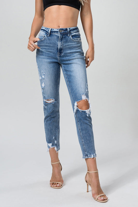 HIGH RISE MOM JEANS BYM3004 by Bayeas