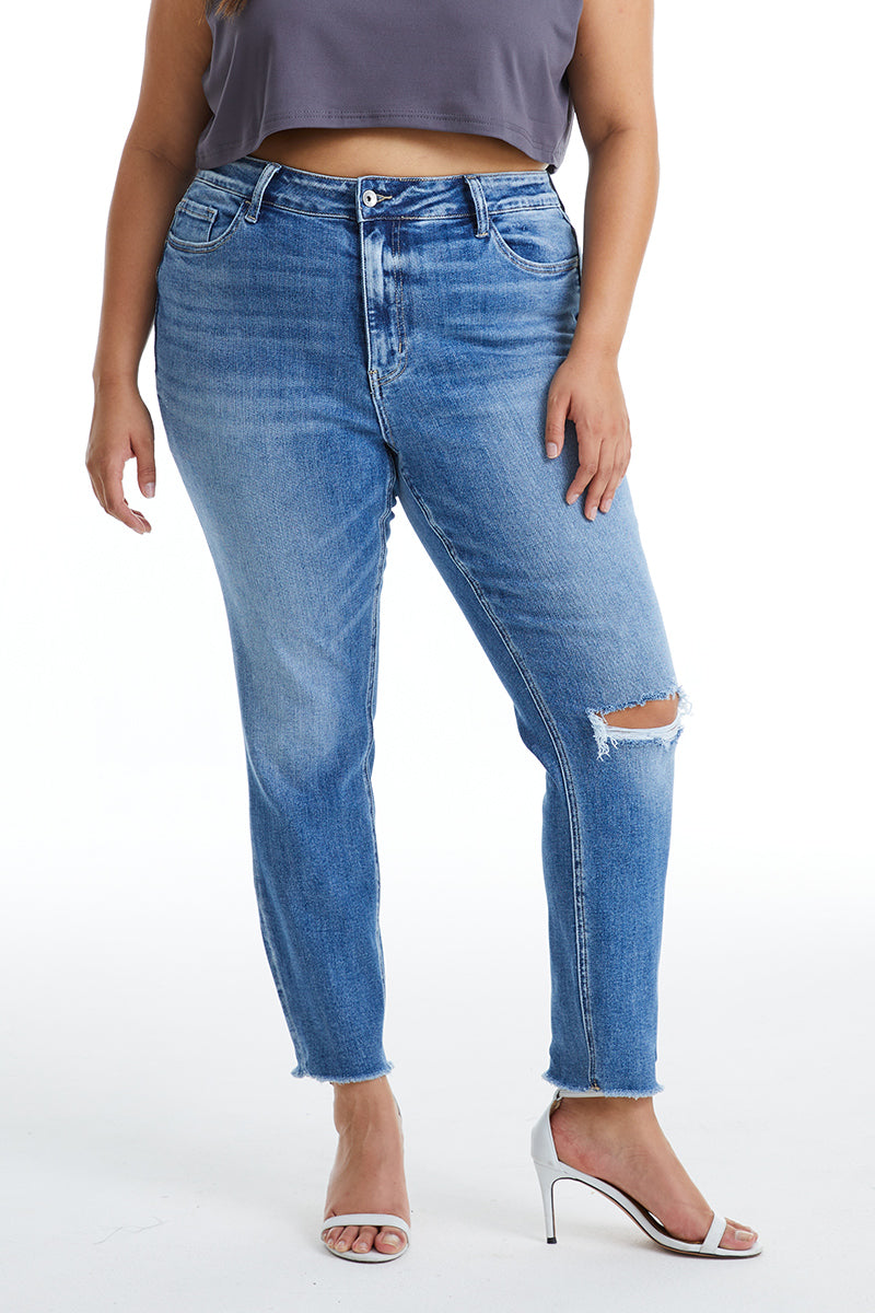 HIGH RISE CROP SKINNY JEANS BYS2119-P by Bayeas