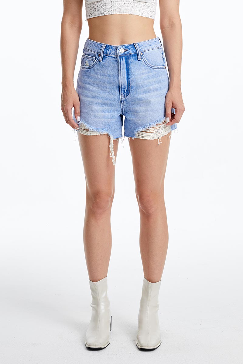 HIGH RISE DENIM SHORTS BYH6070 by Bayeas