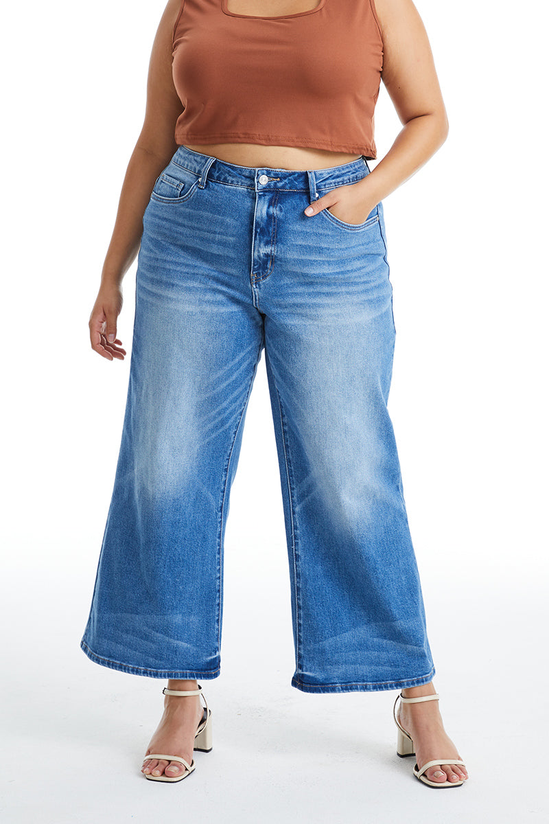 HIGH RISE WIDE LEG JEANS BYW8126-P by Bayeas